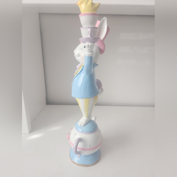 Easter Bunny Mad Hatter Balancing On A Teapot Spring Decor 14 In - Picture 5 of 10
